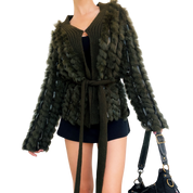 Furry Moss Green Knit Cardigan (S-L)