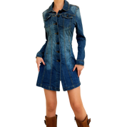 Denim Button Up Mini Dress (S)