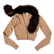 Guess Furry Tan Cropped Cardi (M)