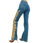 Caché Gold Embellished Jeans (S)