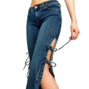 Early 2000s Side Tie Jeans (XS)
