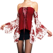 90s Flowy Lace Up Top (S/M)