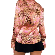 Caché Silk Animal Print Blouse (S/M)