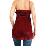 Burgundy Beaded Silk Top (M)