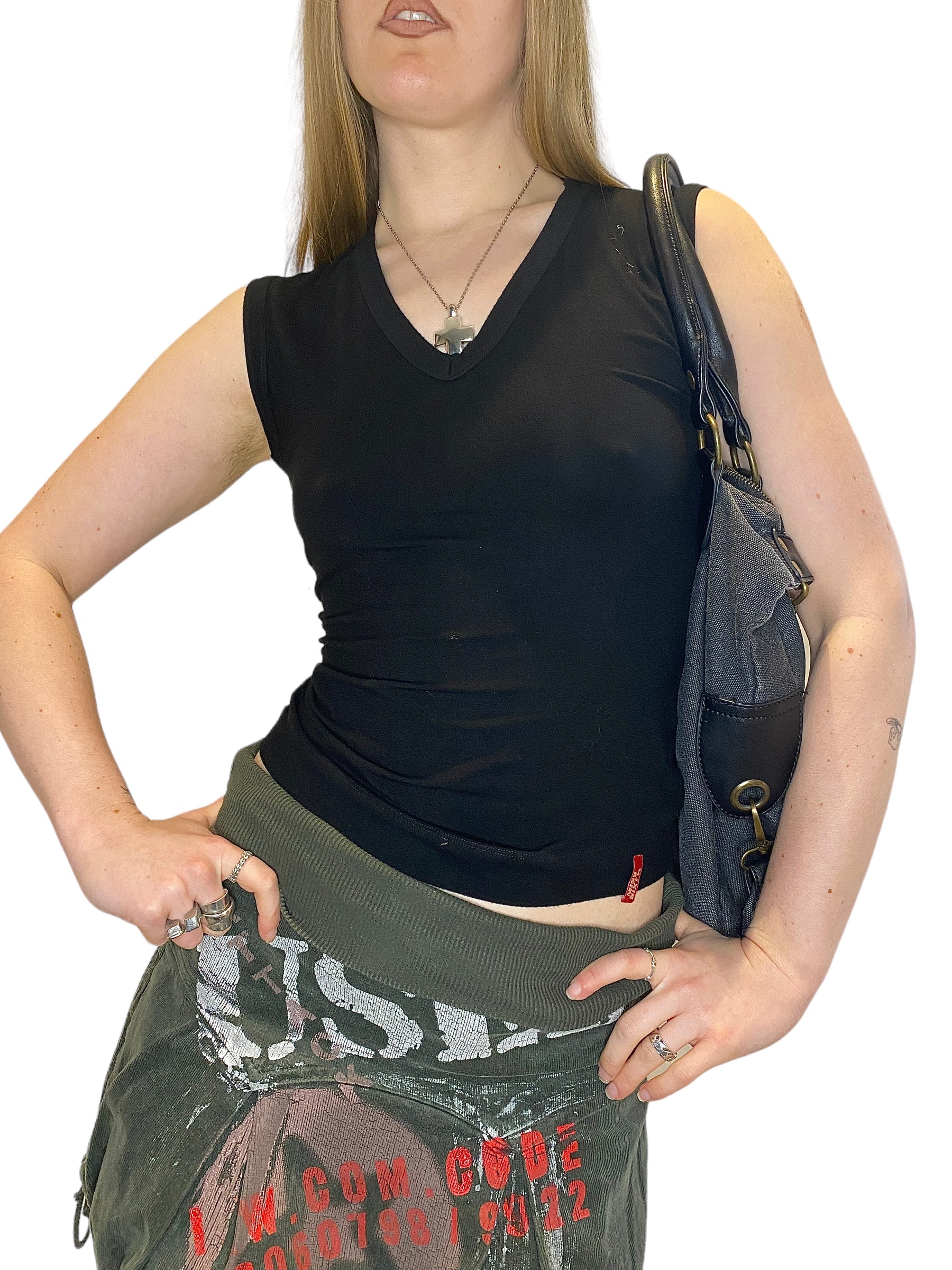 Y2K Miss Sixty Black V Neck Vest (M)