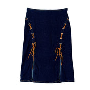 90s Lace Up Denim Skirt (S)