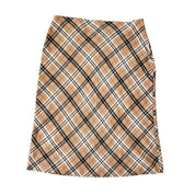 90s Tan Plaid Midi Skirt (S)