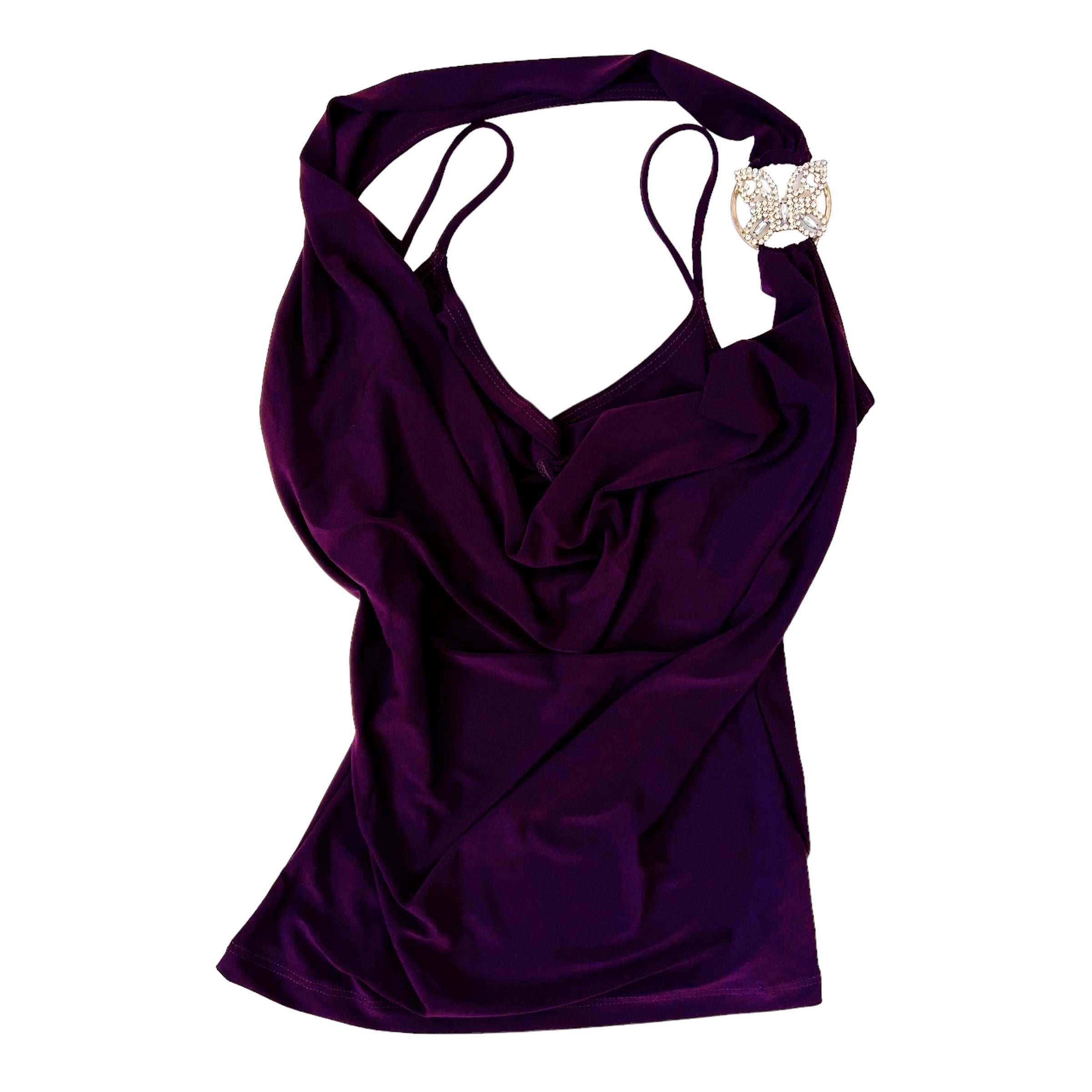 90s Purple Butterfly Halter Top (S/M)