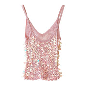 Baby Pink Embellished Crochet Tank (XS/S)