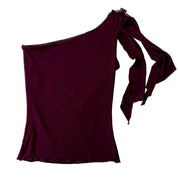 Early 2000s Burgundy One Shoulder Top (S)