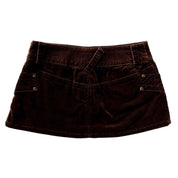 Early 2000s Chocolate Brown Micro Mini Skirt (S)