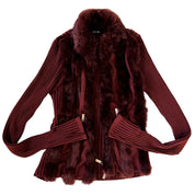 Burgundy Furry Knit Cardigan (S/M)