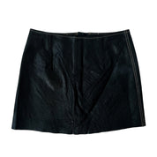 Black Lace Up Leather Mini Skirt (XS)