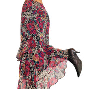 Betsey Johnson Silk Floral Midi Skirt (M)