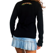 Cashmere Rhinestone Skull Sweater (M)