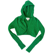 Kelly Green Cropped Hooded Cardi (S)