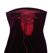 90s Burgundy Velvet Strapless Dress (XS)