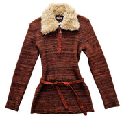 Italian Vintage Furry Belted Sweater (S)