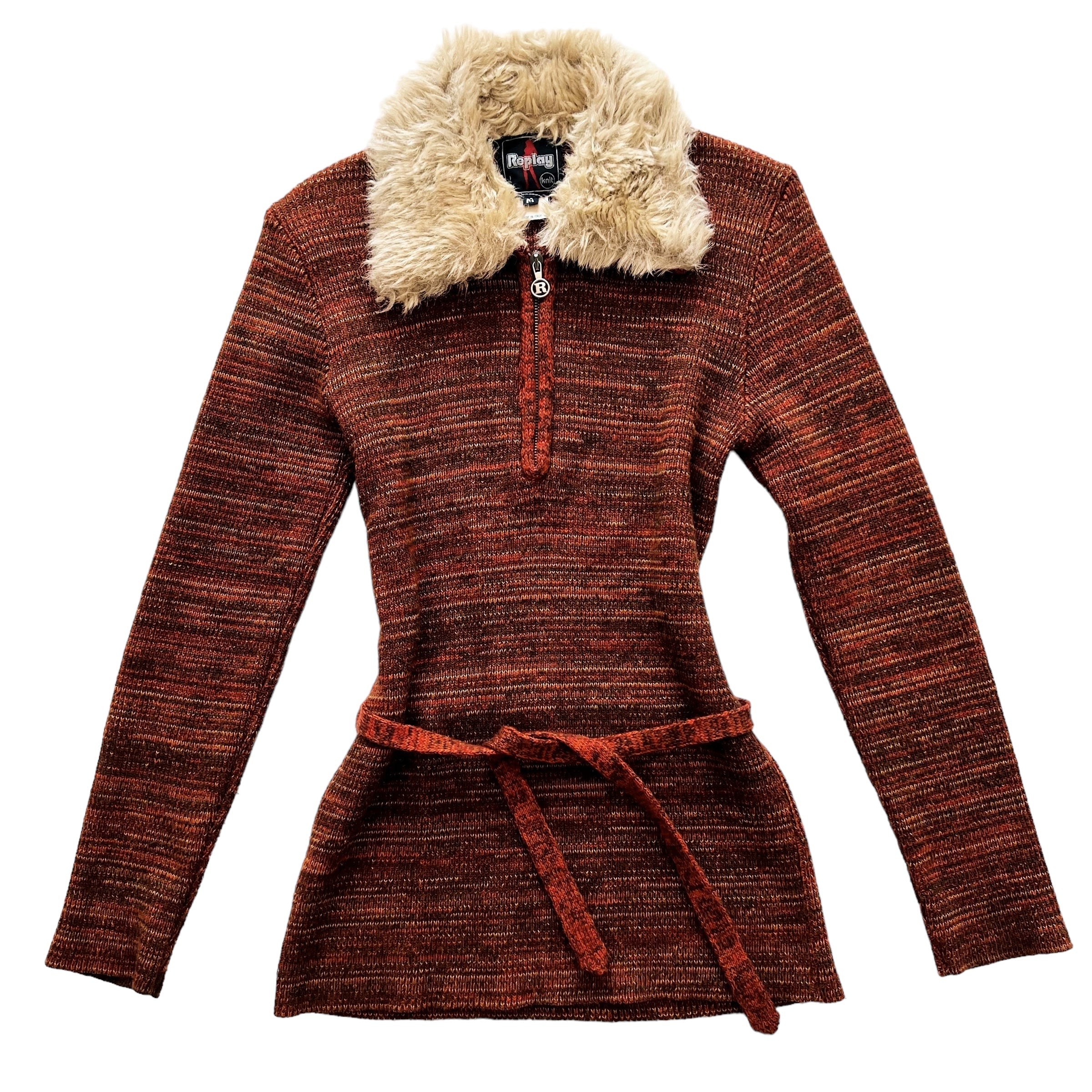 Italian Vintage Furry Belted Sweater (S)