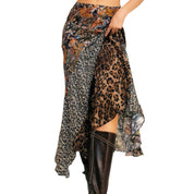 Silk Mixed Print Skirt (XS)