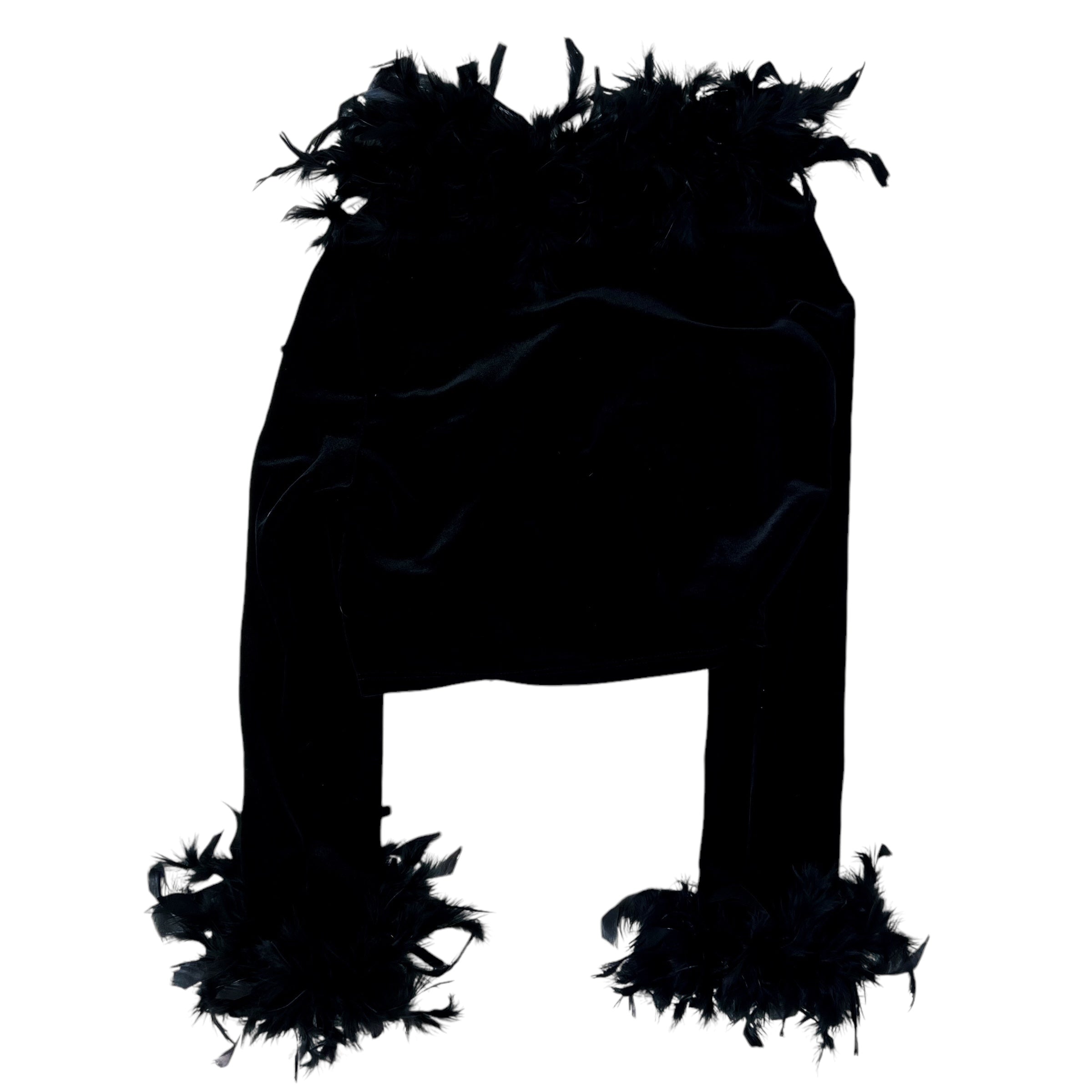 90s Velvet Feather Trim Cardi (S/M)