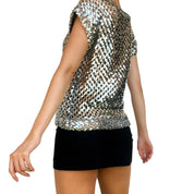 Vintage Silver Sequin Knit Top (S)