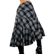 90s Wooly Plaid Midi Skirt (M)