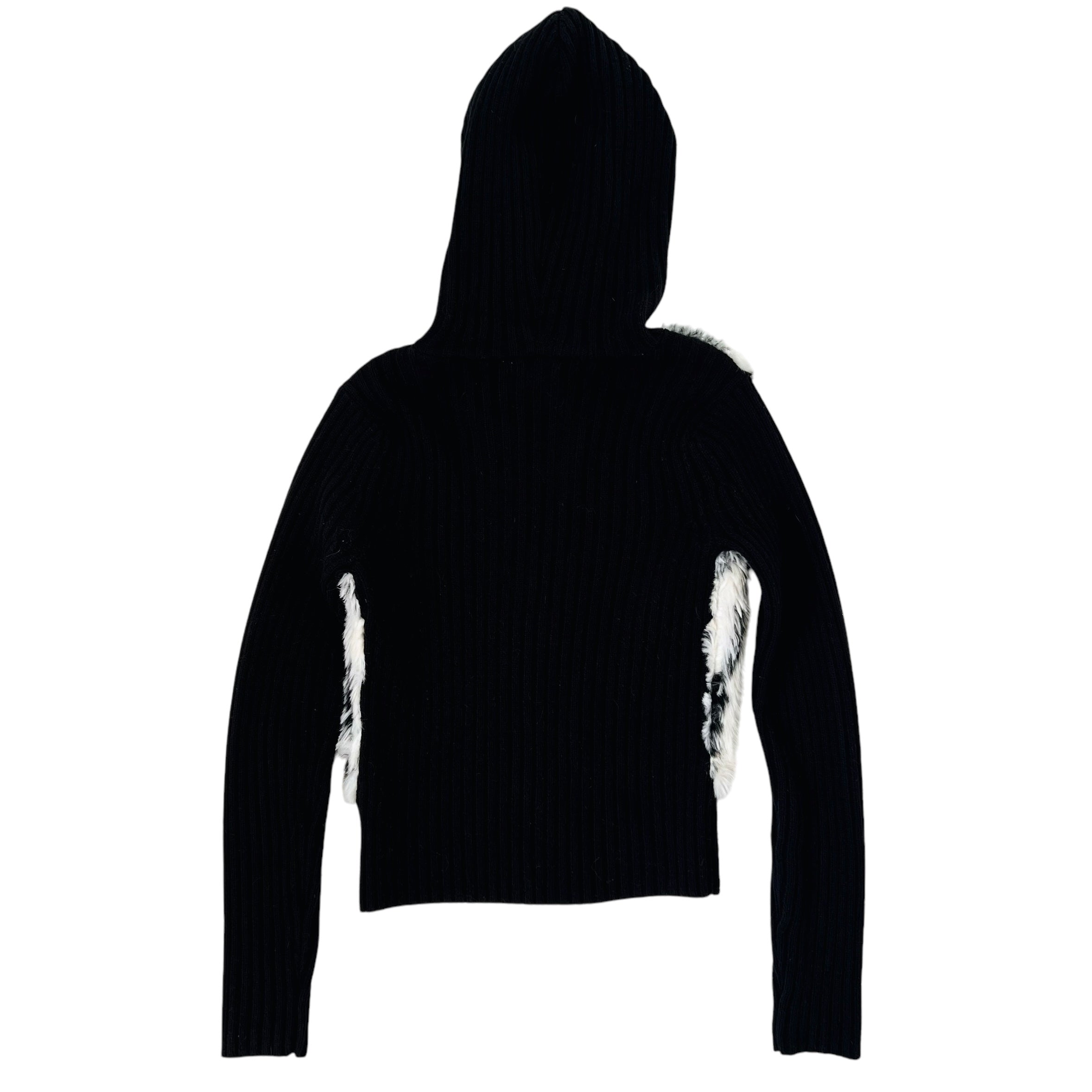 Furry Ribbed Knit Zip Up (S)
