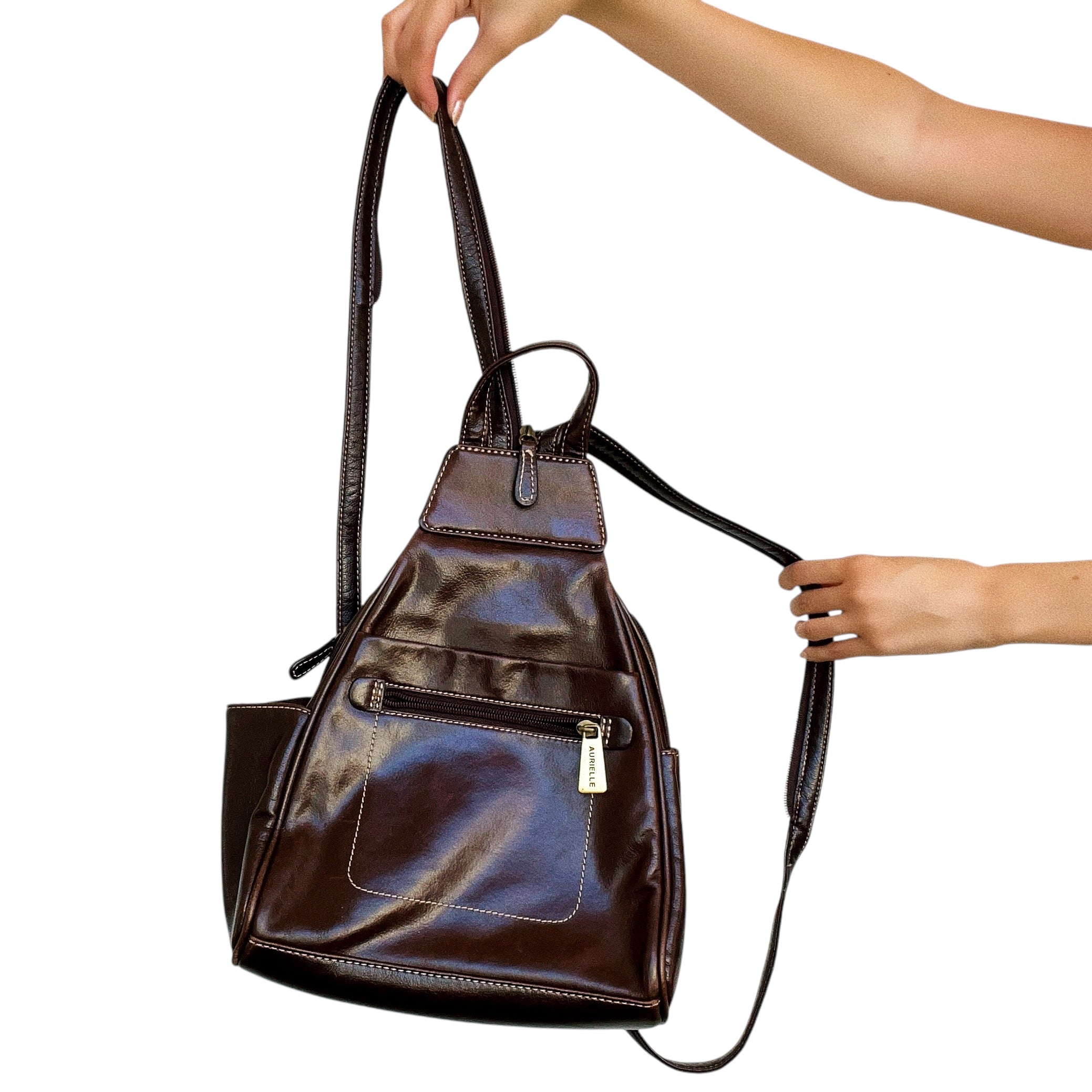 Brown Leather Mini Backpack – Holy Thrift