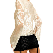 Vintage Creamy Beaded Top (XS)