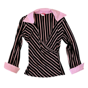 90s Black & Pink Striped Blouse (S)