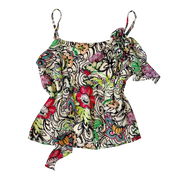 Ruffly Floral Chiffon Top (M)