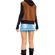Vintage Suede & Knit Hoodie (M)
