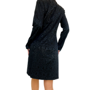 Long Black Brocade Blazer (S)