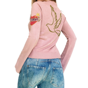 Early 2000s Pink Embroidered Sweater (S)