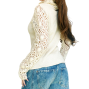 Creamy Intricate Crochet Sweater (S)