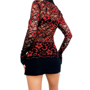 Caché Lacy Double Zip Blouse (S/M)