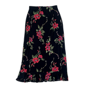 Slinky Black Floral Maxi Skirt (S/M)