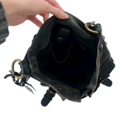 Gray Suede Leather Cargo Bag