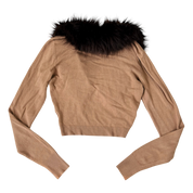 Guess Furry Tan Cropped Cardi (M)