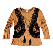 Beaded Western Boho Knit Top (M)