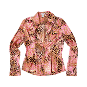 Caché Silk Animal Print Blouse (S/M)