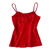 Red Ruched Satin Top (M)