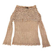 Beige Off The Shoulder Crochet Top (S)