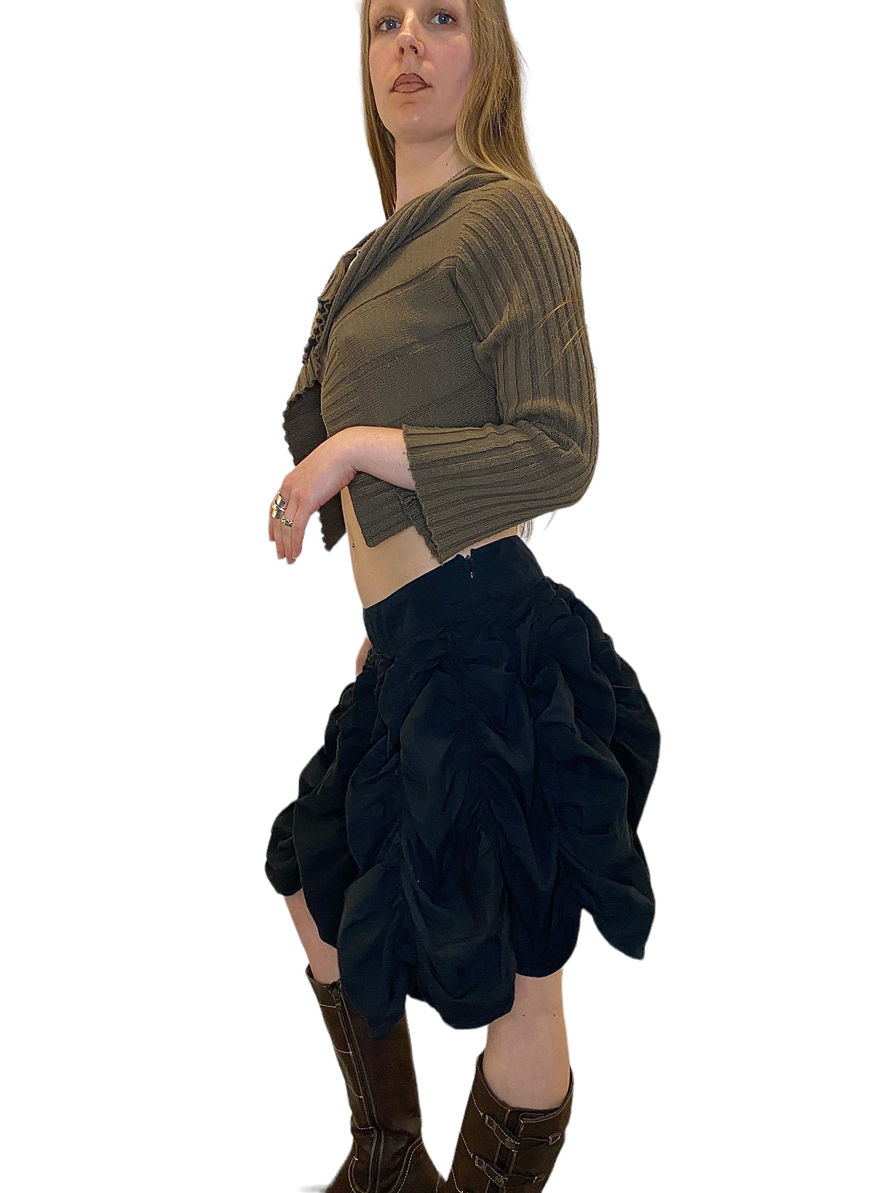 90s Archive Ruched Puffball Parachute Skirt (M)