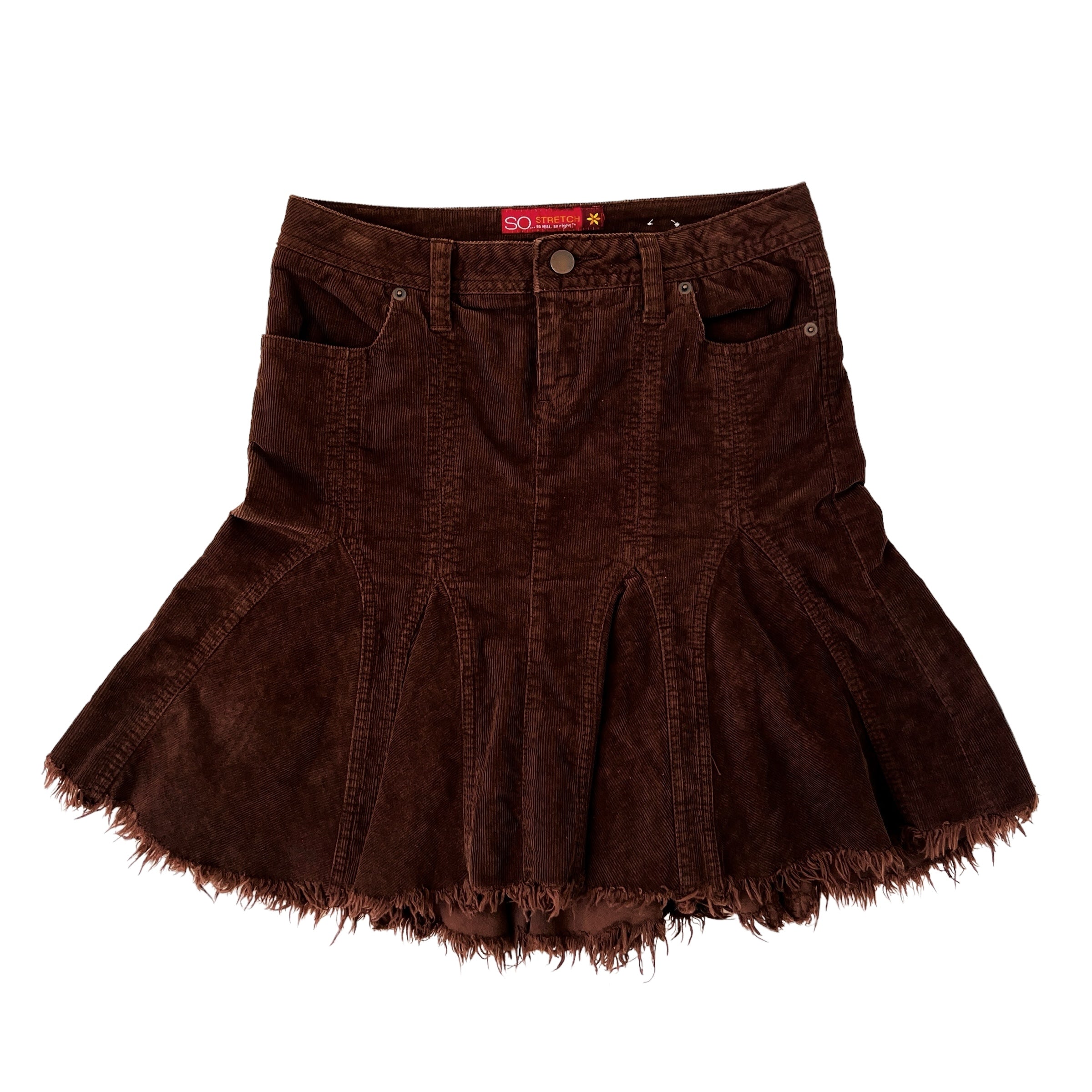 Brown Distressed Corduroy Skirt (S)