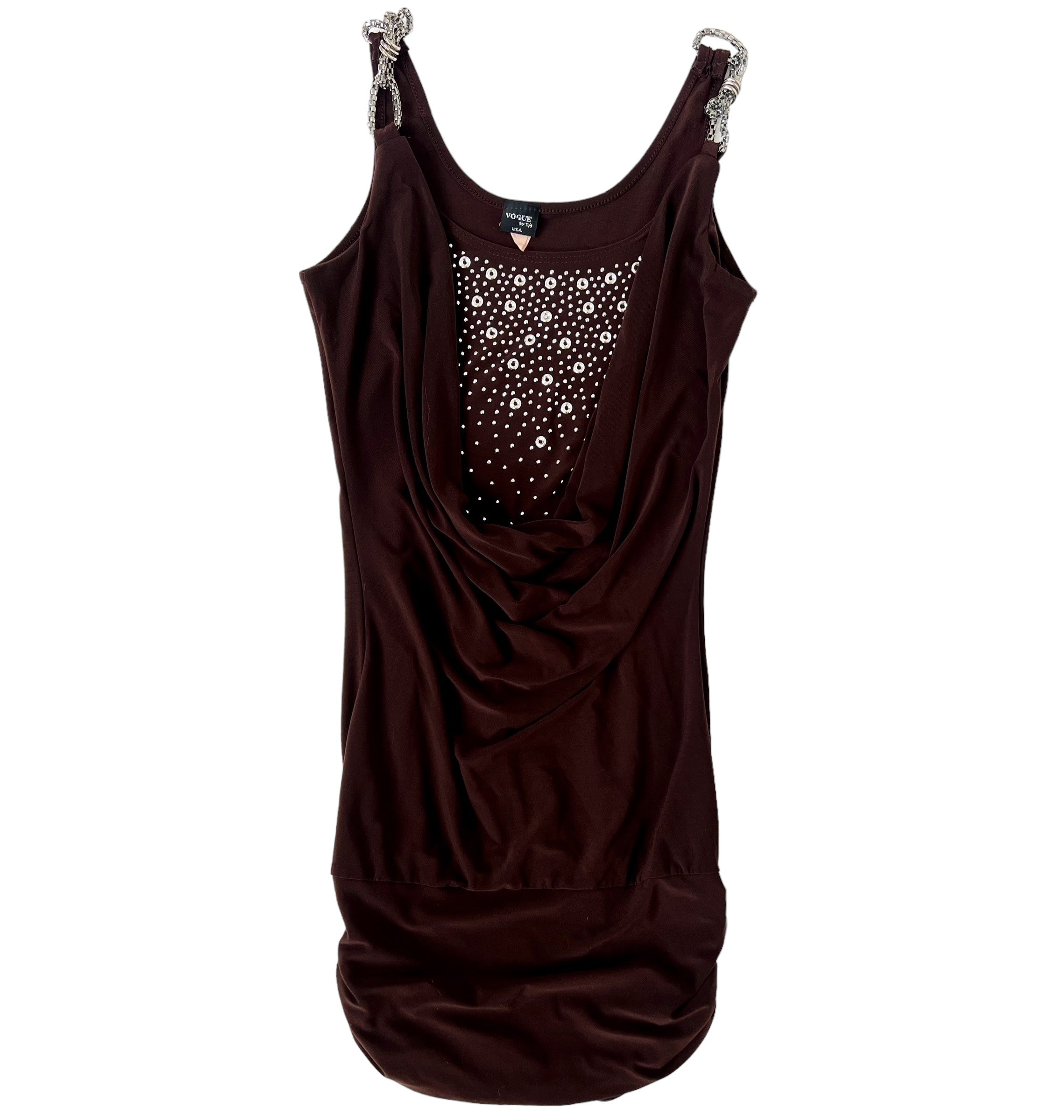Vintage Slinky Brown Mini Dress (XS/S)