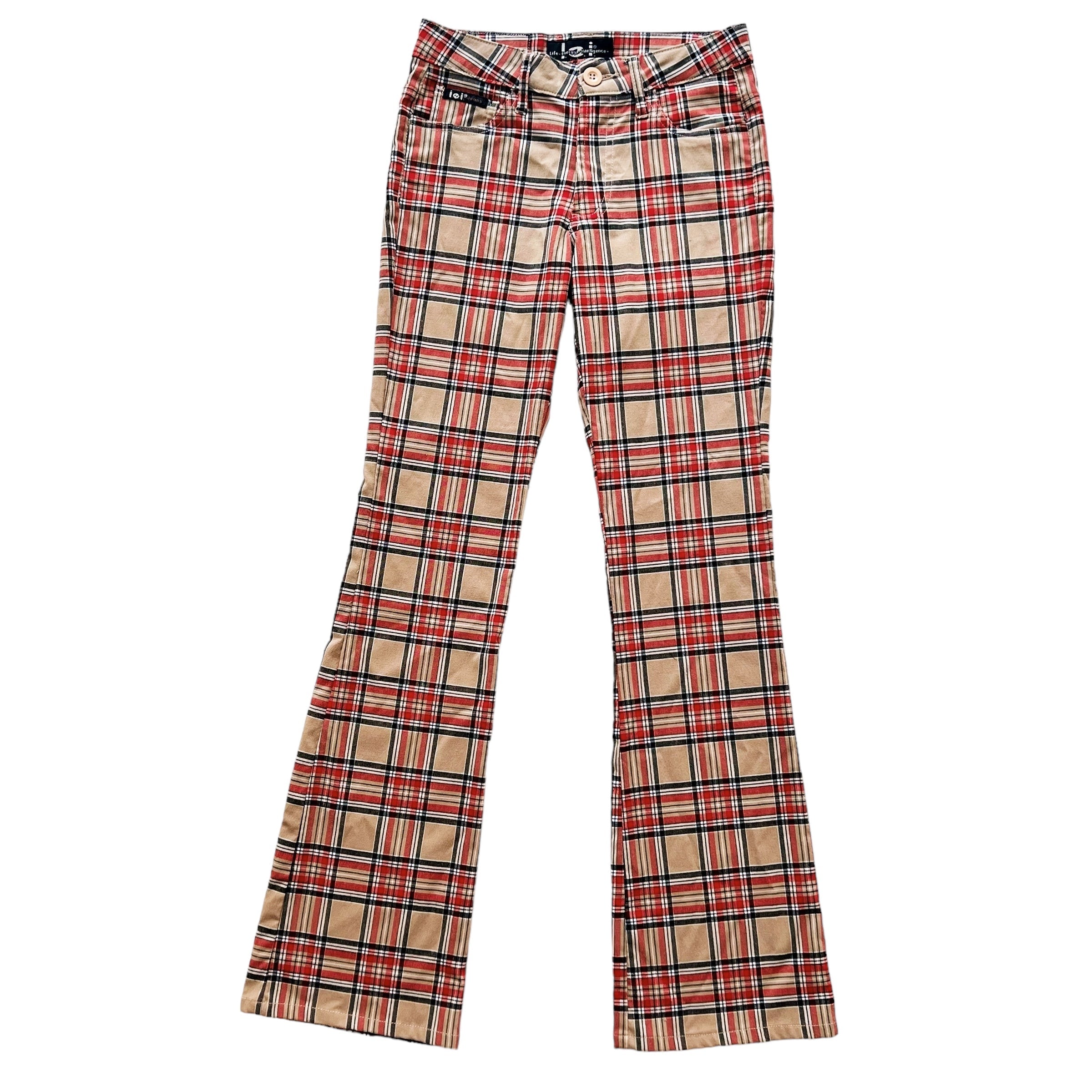Early 2000s Tan & Red Plaid Pants (XS)