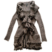 Ruffly Gray Knit Duster Cardigan (L)