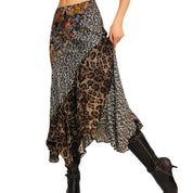 Silk Mixed Print Skirt (XS)